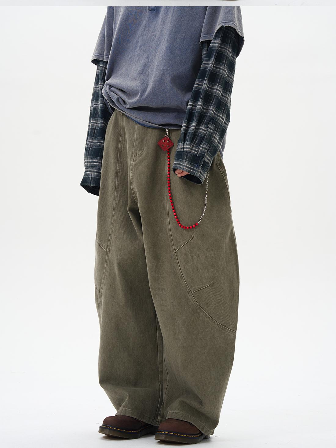 Aelfric Eden WLNEXT American‑Vintage Green‑Brown Loose Curved Cargo Pants