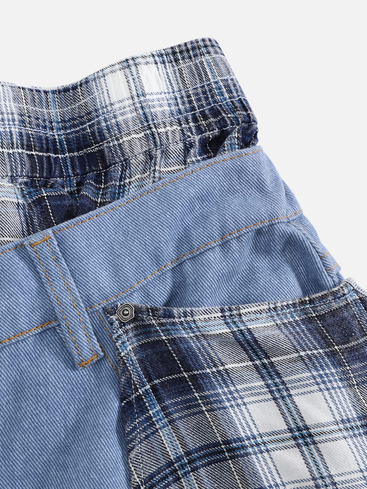Jeans holgados de corte recto con estampado a cuadros de doble cintura Aelfric Eden