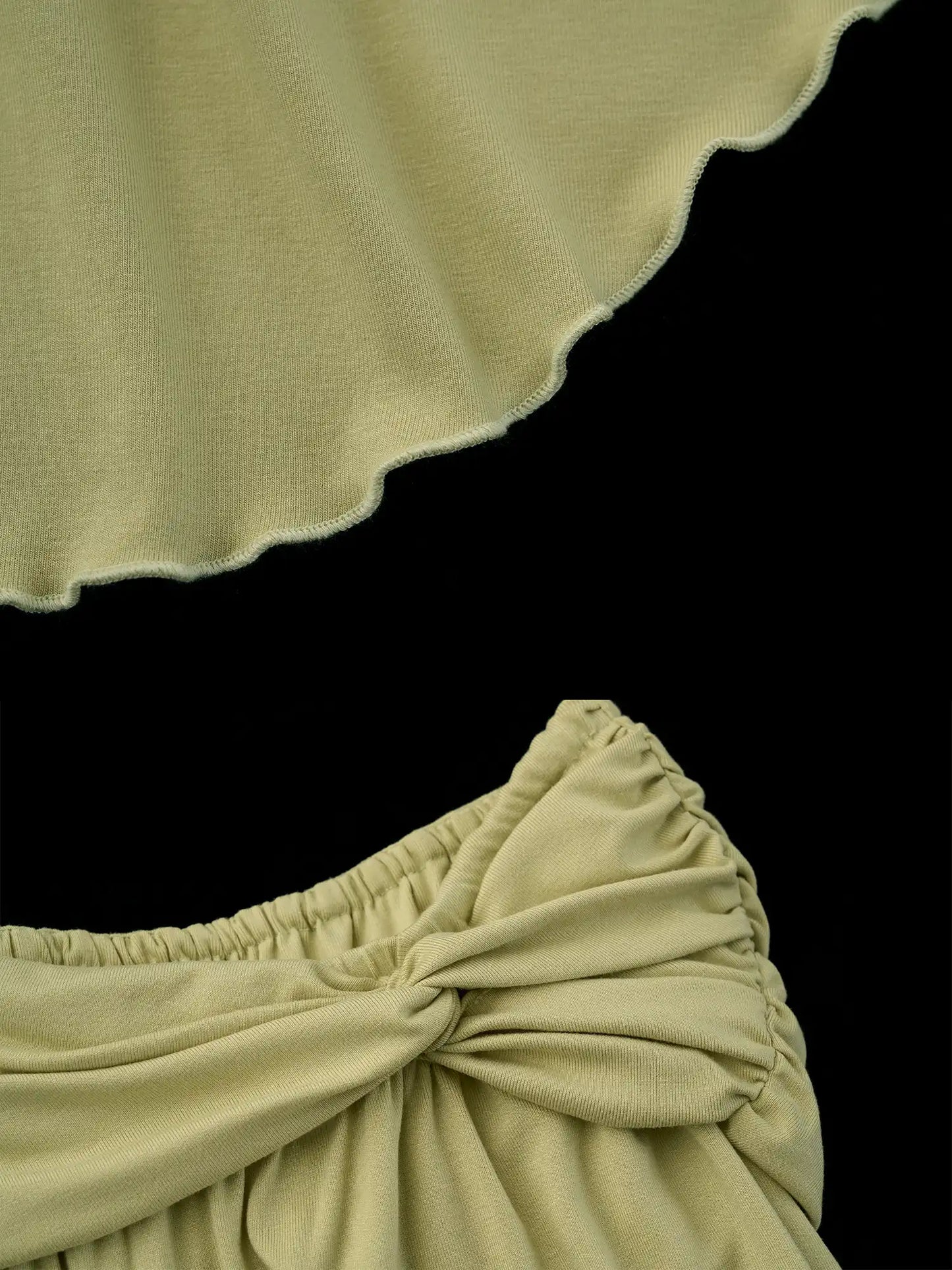 Green Fold Over Asymmetric Hem Midi Skirt
