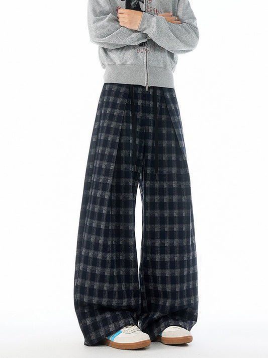 Ace Jolun High‑Street Black Plaid Casual Pants