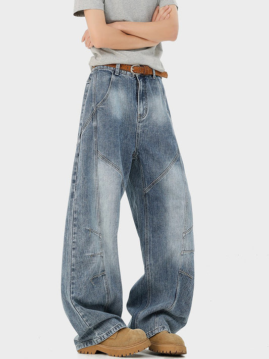 Ace Jolun Design‑Forward Washed Distressed Curved‑Cut Jeans