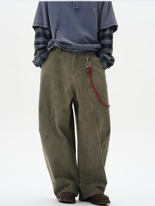 Aelfric Eden WLNEXT American‑Vintage Green‑Brown Loose Curved Cargo Pants