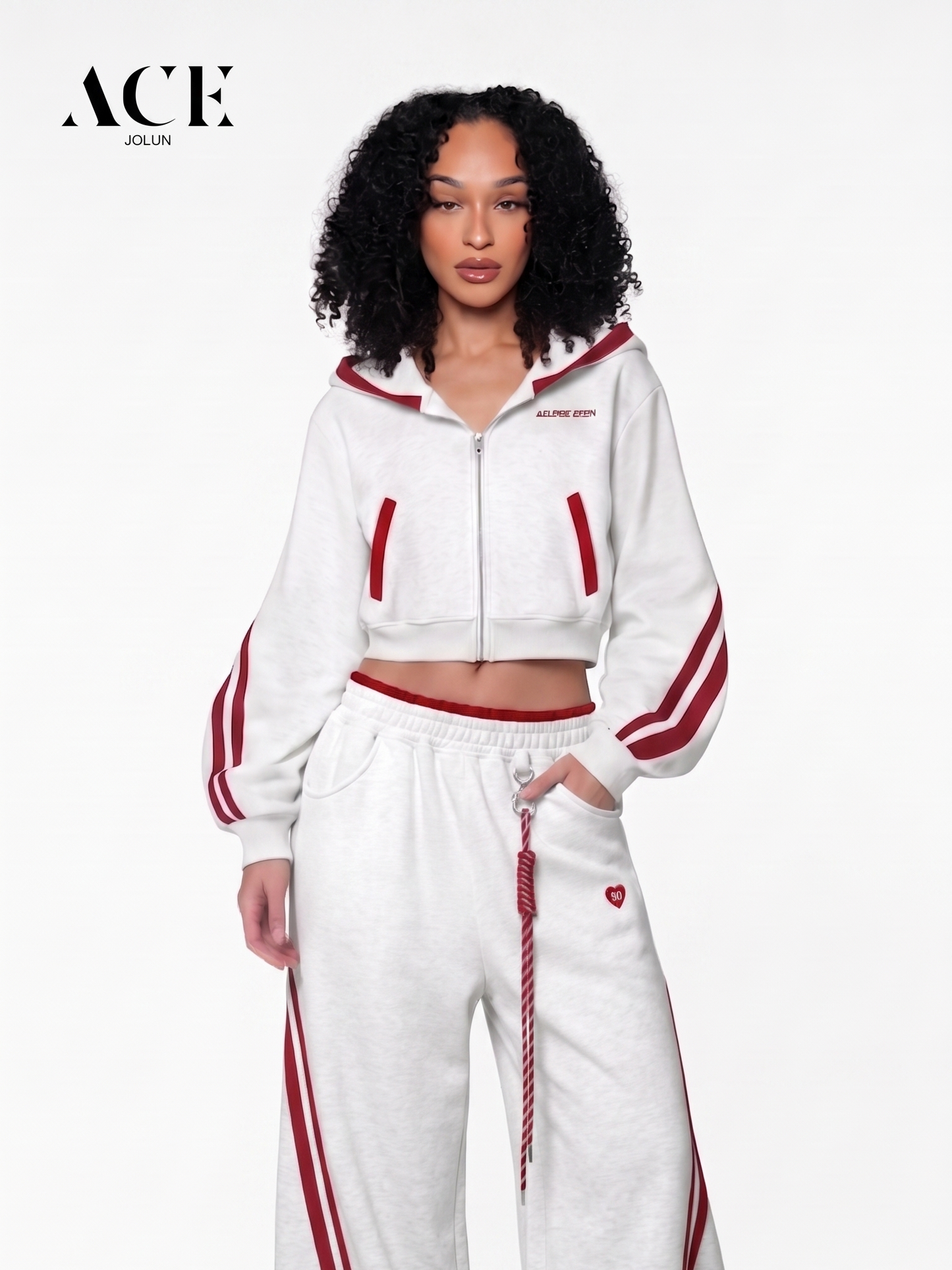 Kierra Cropped Contrast Stripe Zip Up Hoodie