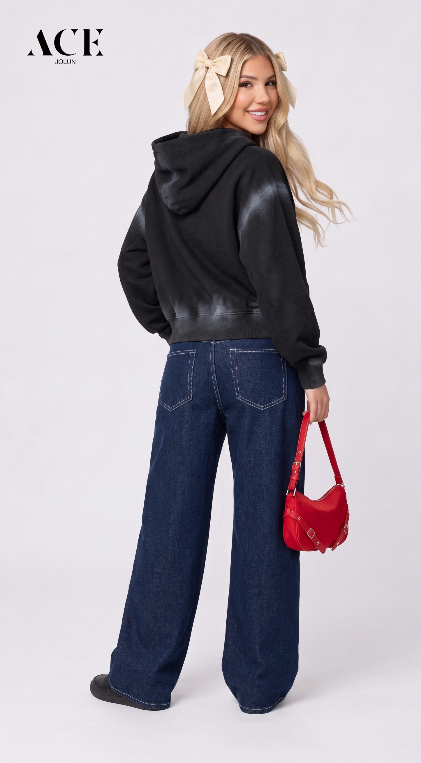 Marlennee.g Boxy Washed Double Zip Up Hoodie