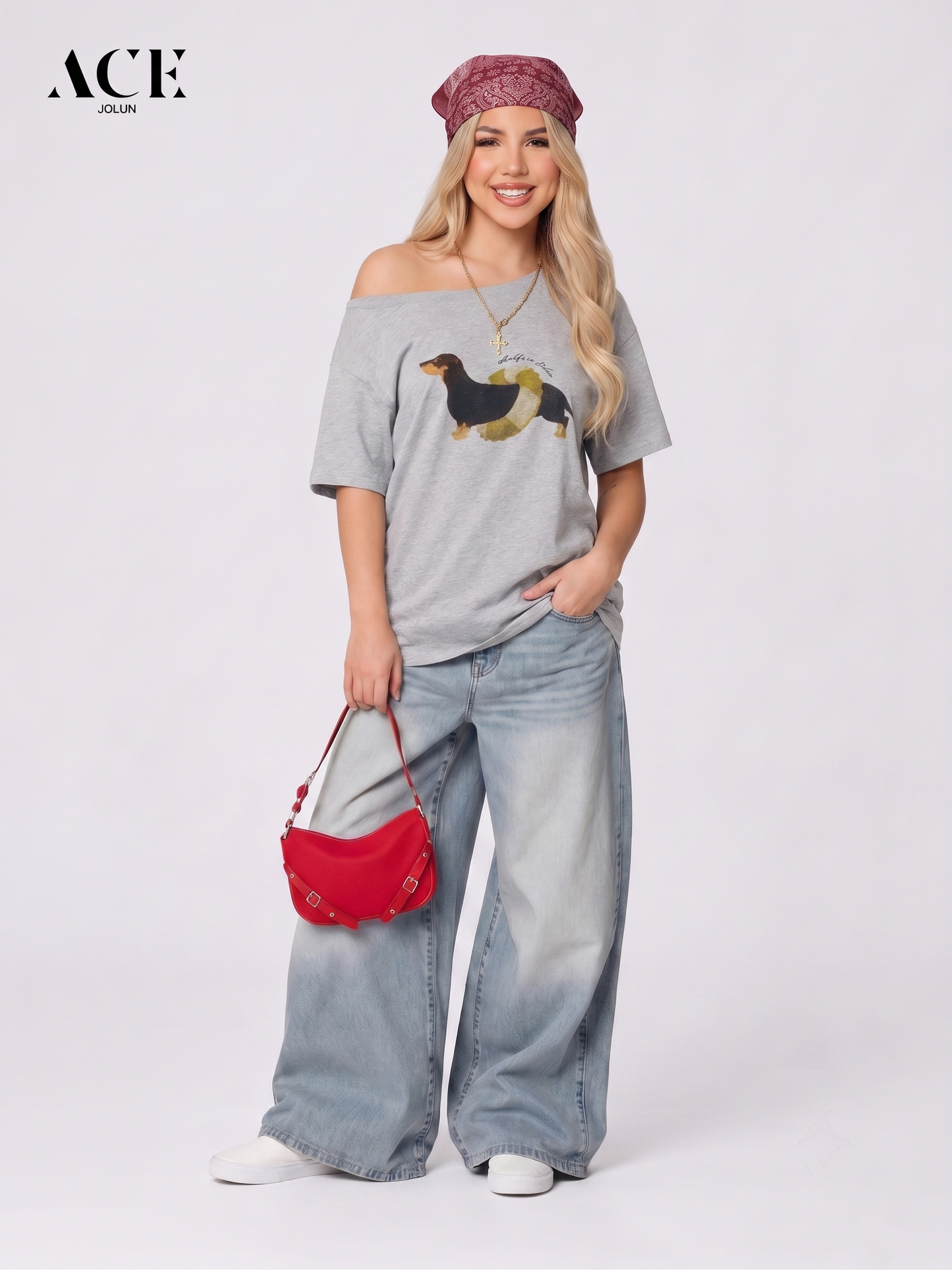 Marlennee.g Dachshund Off-The-Shoulder Tee
