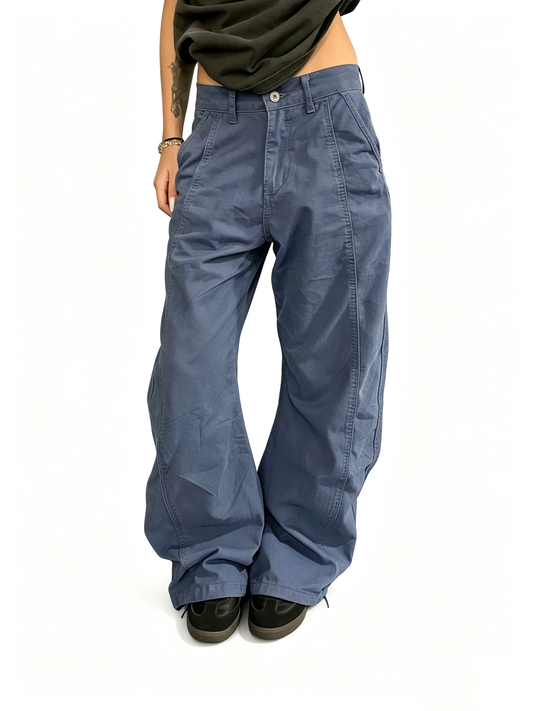 Ace Jolun Vintage‑Designed Blue Patchwork Cargo Pants