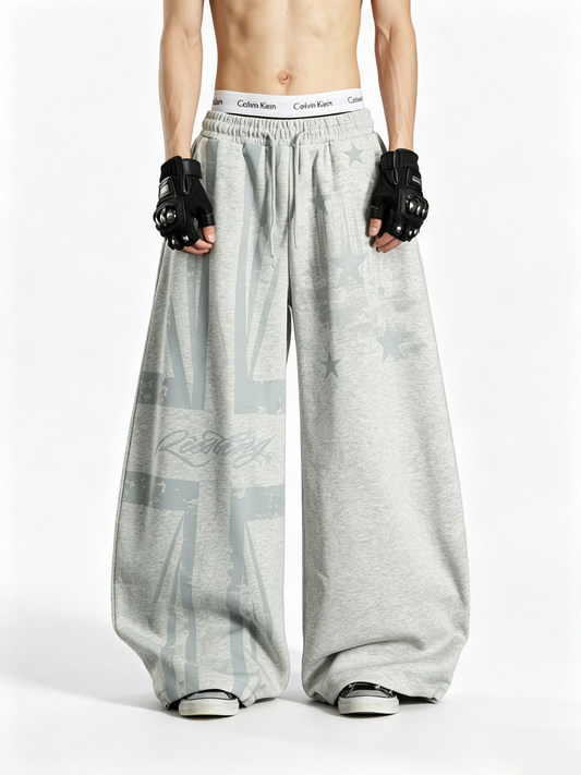 Ace Jolun Vintage Union Jack Star‑Print Casual Pants