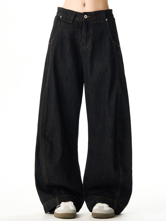 Ace Jolun Vintage High‑End Black Curved‑Cut Pants