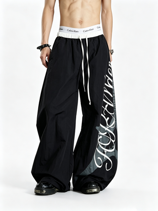 Ace Jolun Alternative Punk‑Style Electric Guitar Print Loose‑Fit Pants