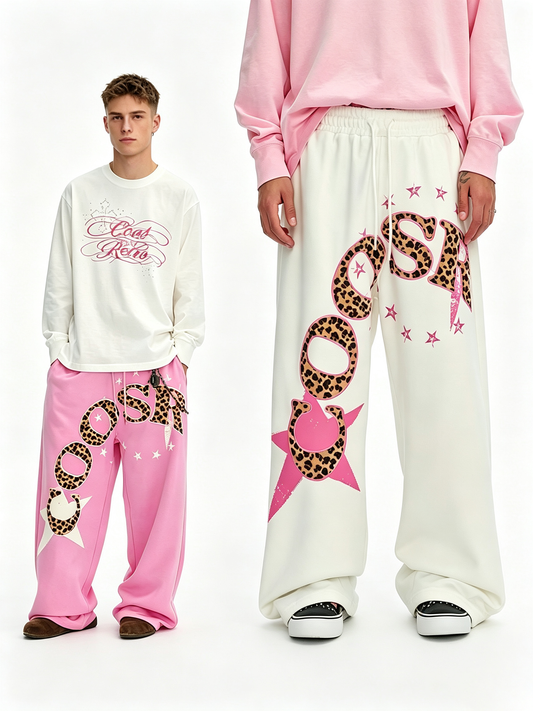 Ace Jolun Vintage Leopard‑Patch Embroidered Sweatpants