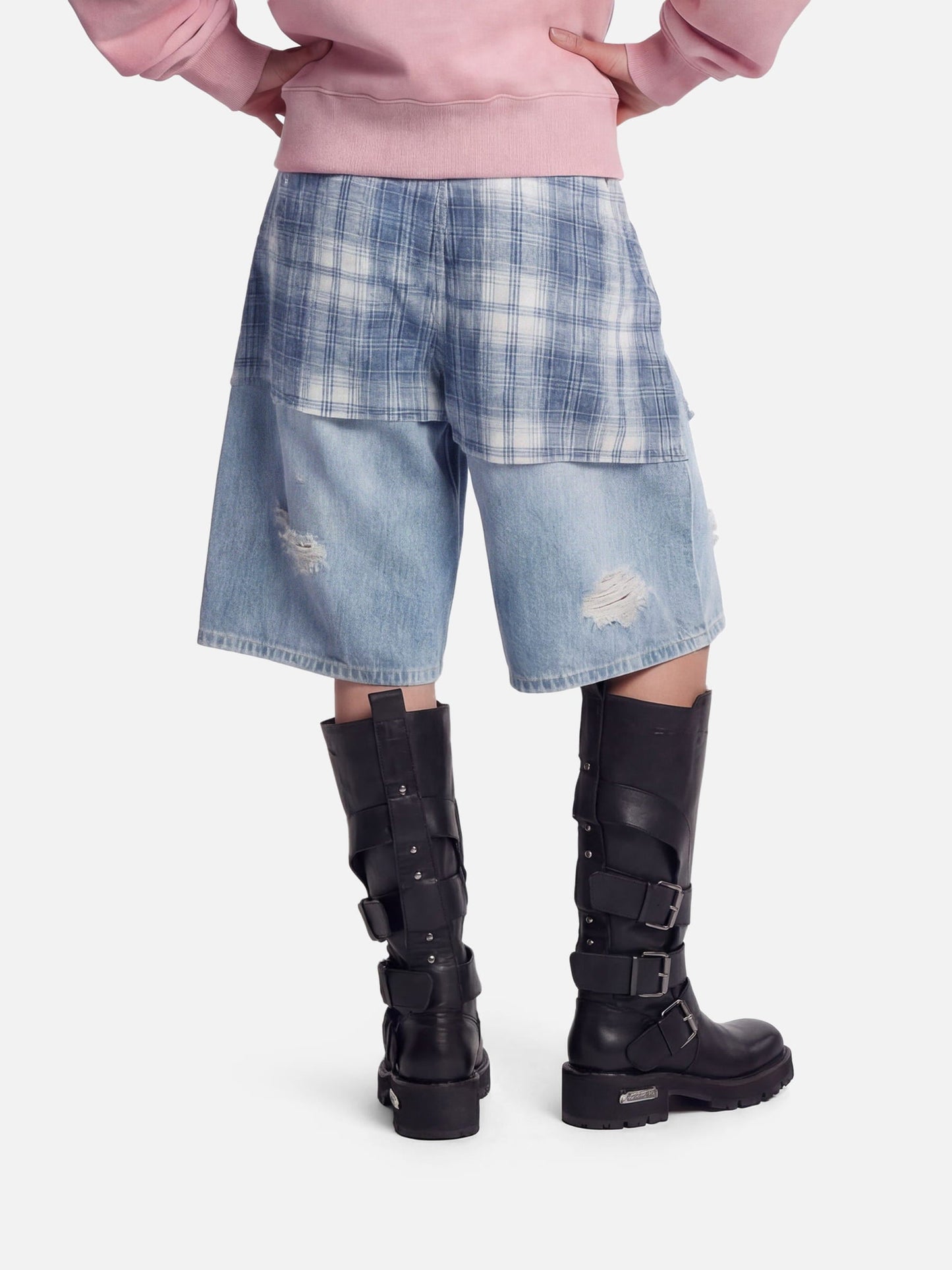 Aelfric Eden Plaid Panel Chain Jorts