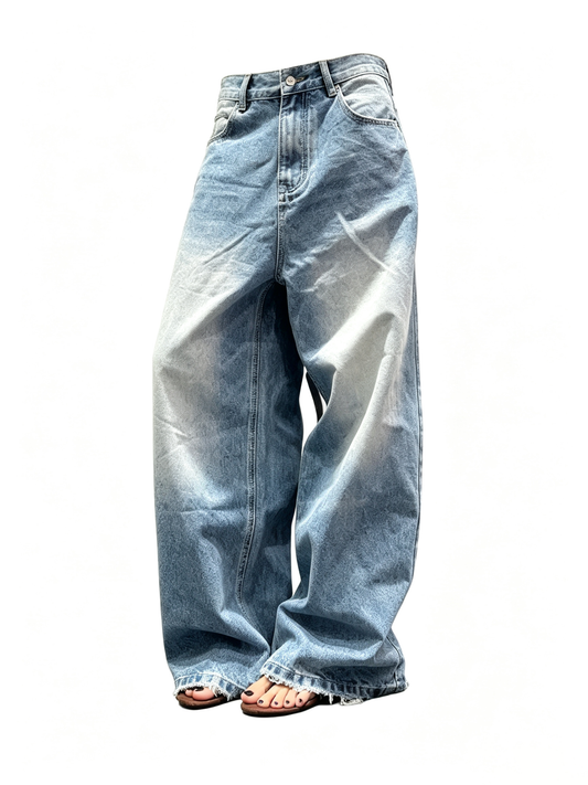 Ace Jolun Distressed Washed Blue Straight‑Leg Jeans