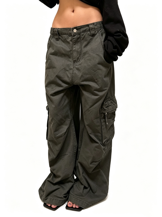 Ace Jolun Vintage Washed‑Out 3D Multi‑Pocket Cargo Casual Pants