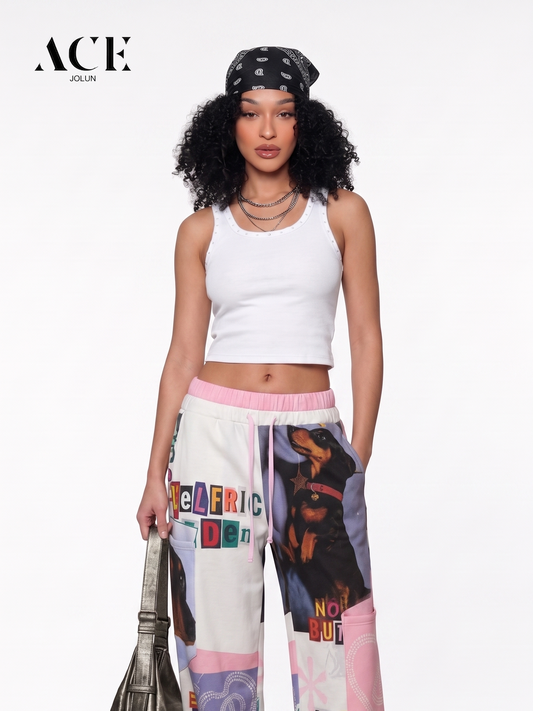 Kierra Dachshund Collage Double Waist Baggy Sweatpants