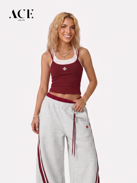 Tori Flowers Contrast Layered Padded Cami Top
