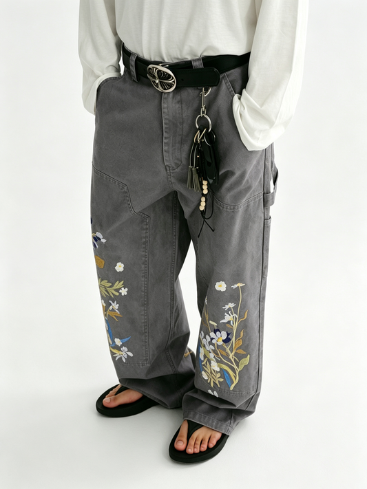 Ace Jolun Vintage Washed Wide‑Leg Cargo Pants