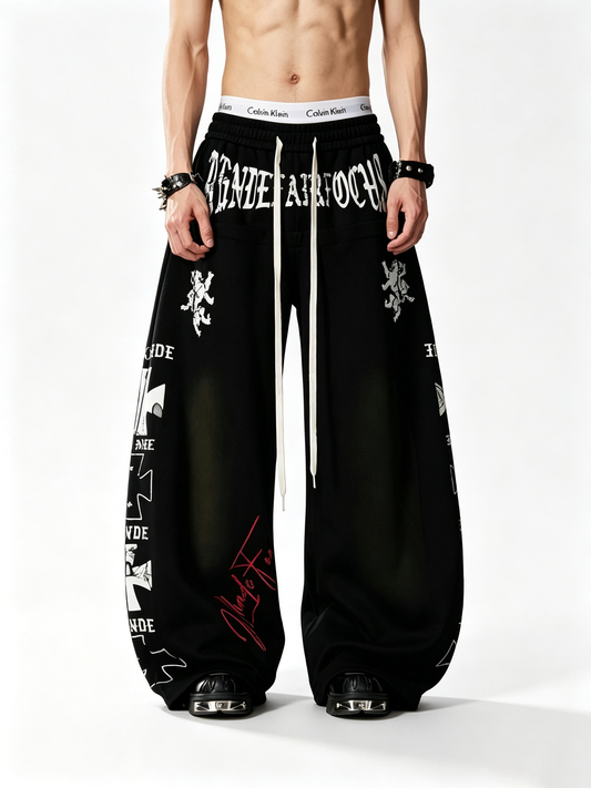 Ace Jolun Alternative Tribal Color‑Block Barrel‑Cut Pants