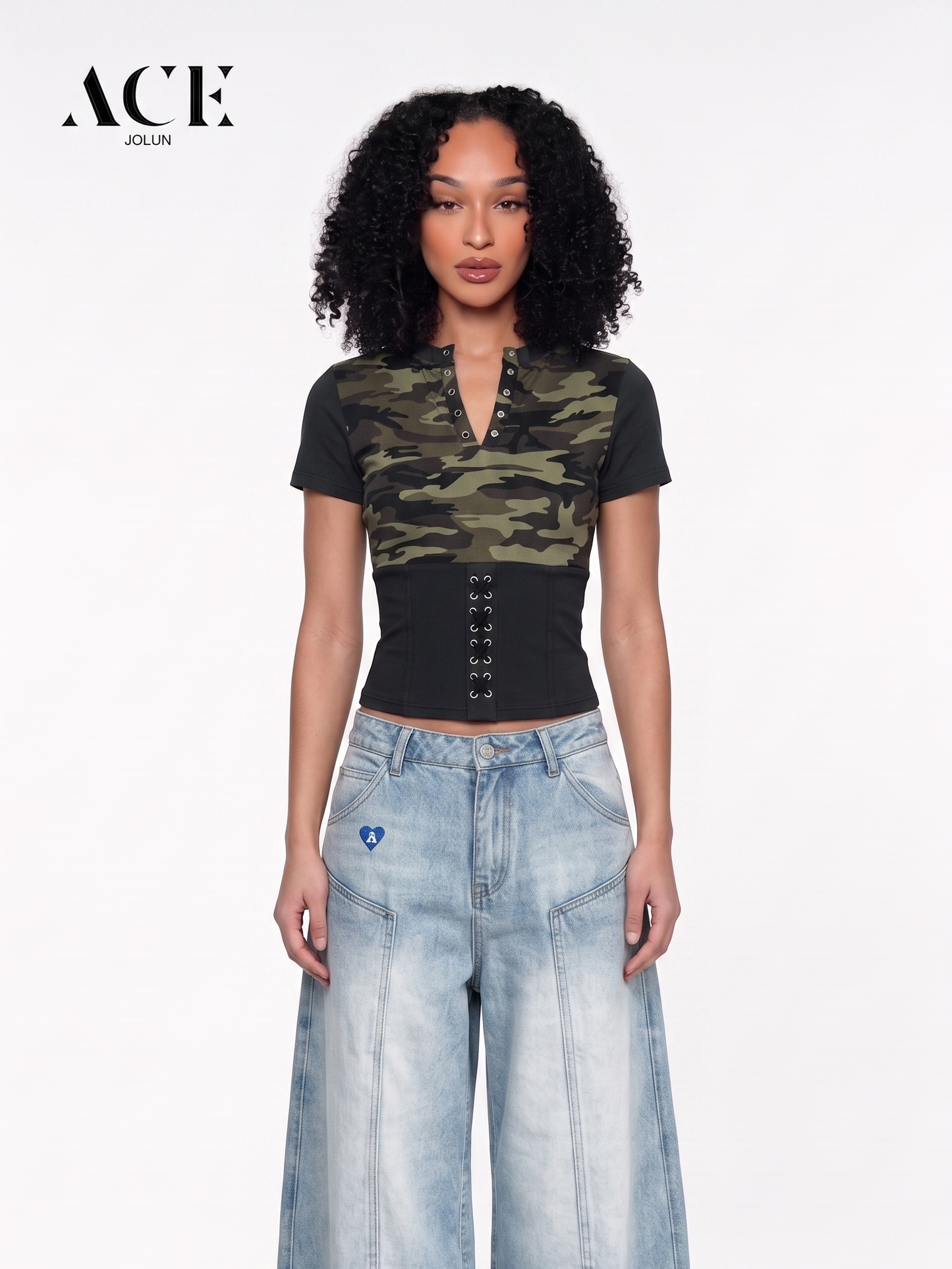 Kierra Lace-Up Panel Baby Tee