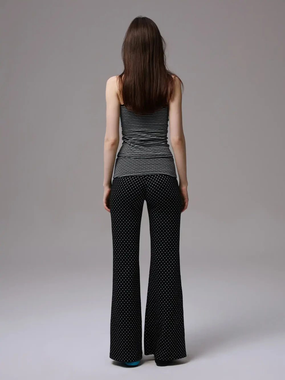 Y2K Polka Dot Foldover Flared Leggings Set