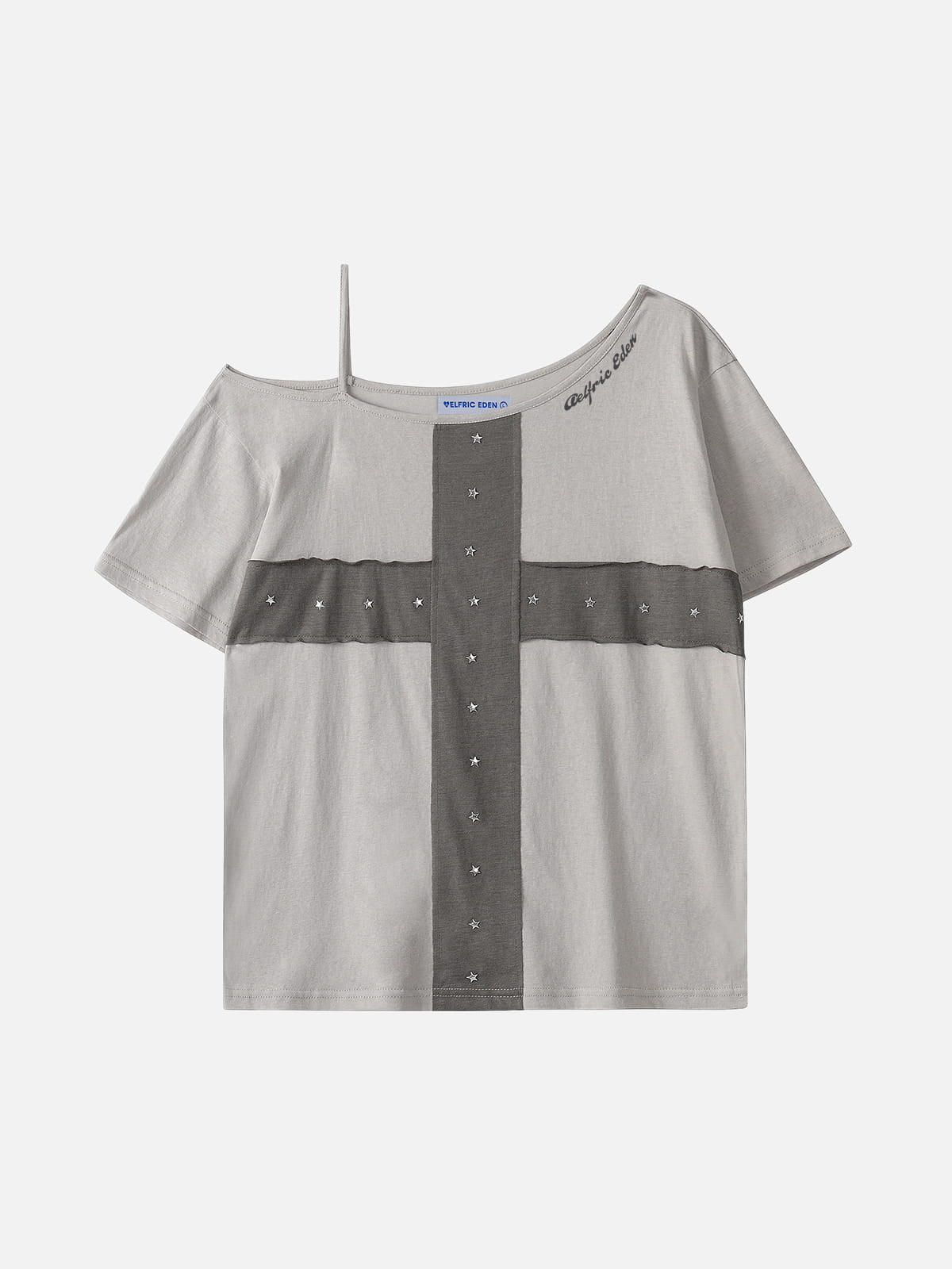 anna.outdoor Star Panel Off-The-Shoulder Tee