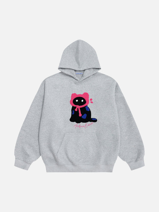 Sweat à capuche oversize brodé chat Aelfric Eden