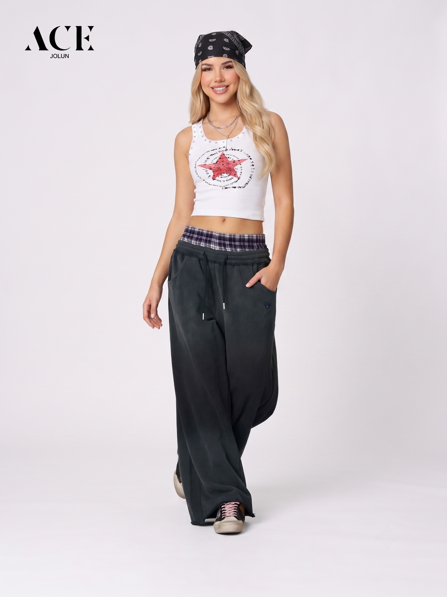 Marlennee.g Double Waist Vintage Baggy Sweatpants