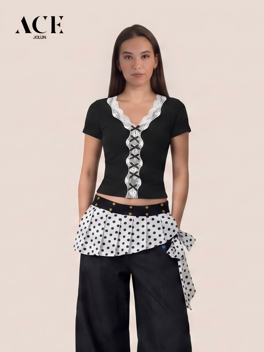 Kylie walker Lace Ribbon Trim Baby Tee