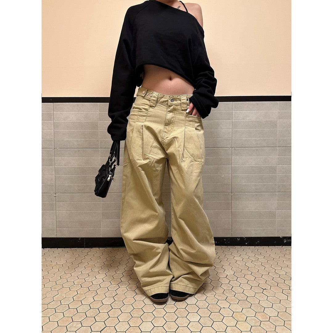 Ace Jolun Pleated Washed Curved‑Cut Jeans