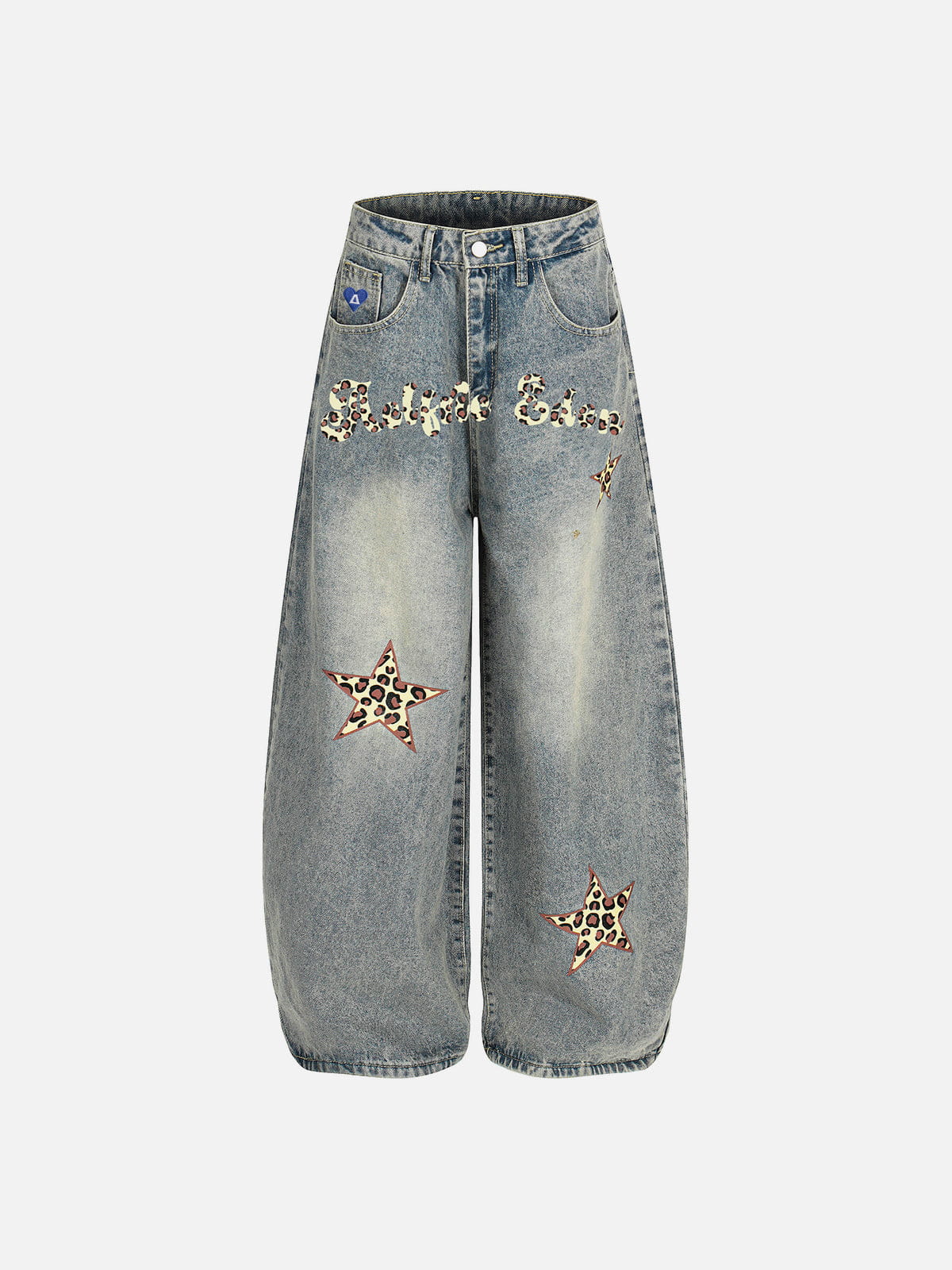 Pantalones vaqueros holgados Aelfric Eden con panel de leopardo y estrellas
