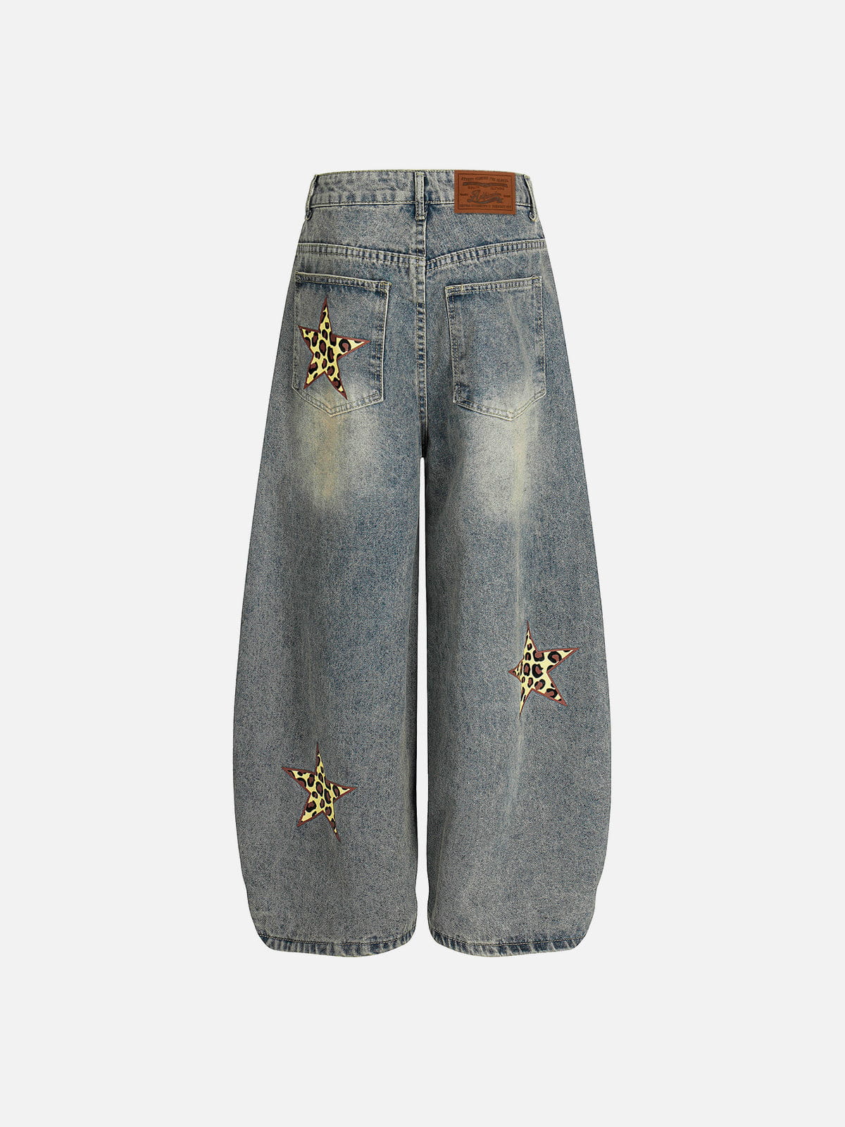 Pantalones vaqueros holgados Aelfric Eden con panel de leopardo y estrellas