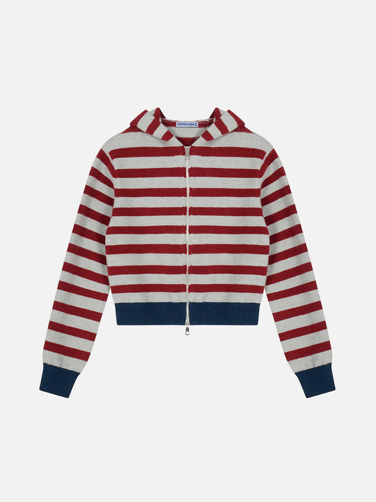 Sweat à capuche zippé en maille rayée Aelfric Eden