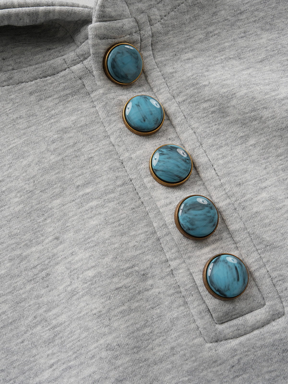 Aelfric Eden Boxy Turquoise Placket Pullover Hoodie