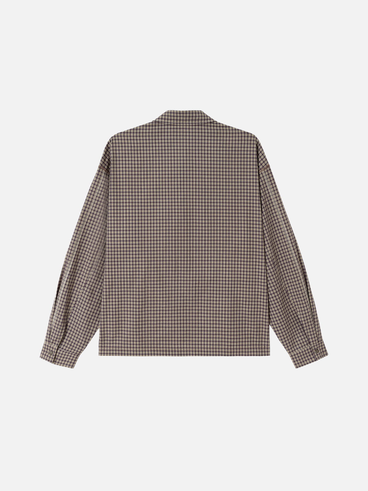 Aelfric Eden Contrast Panel Plaid Polo Long Sleeve Tee