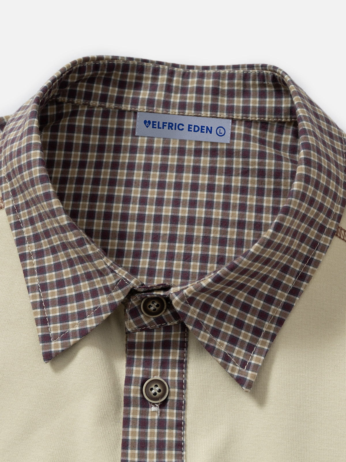 Aelfric Eden Contrast Panel Plaid Polo Long Sleeve Tee