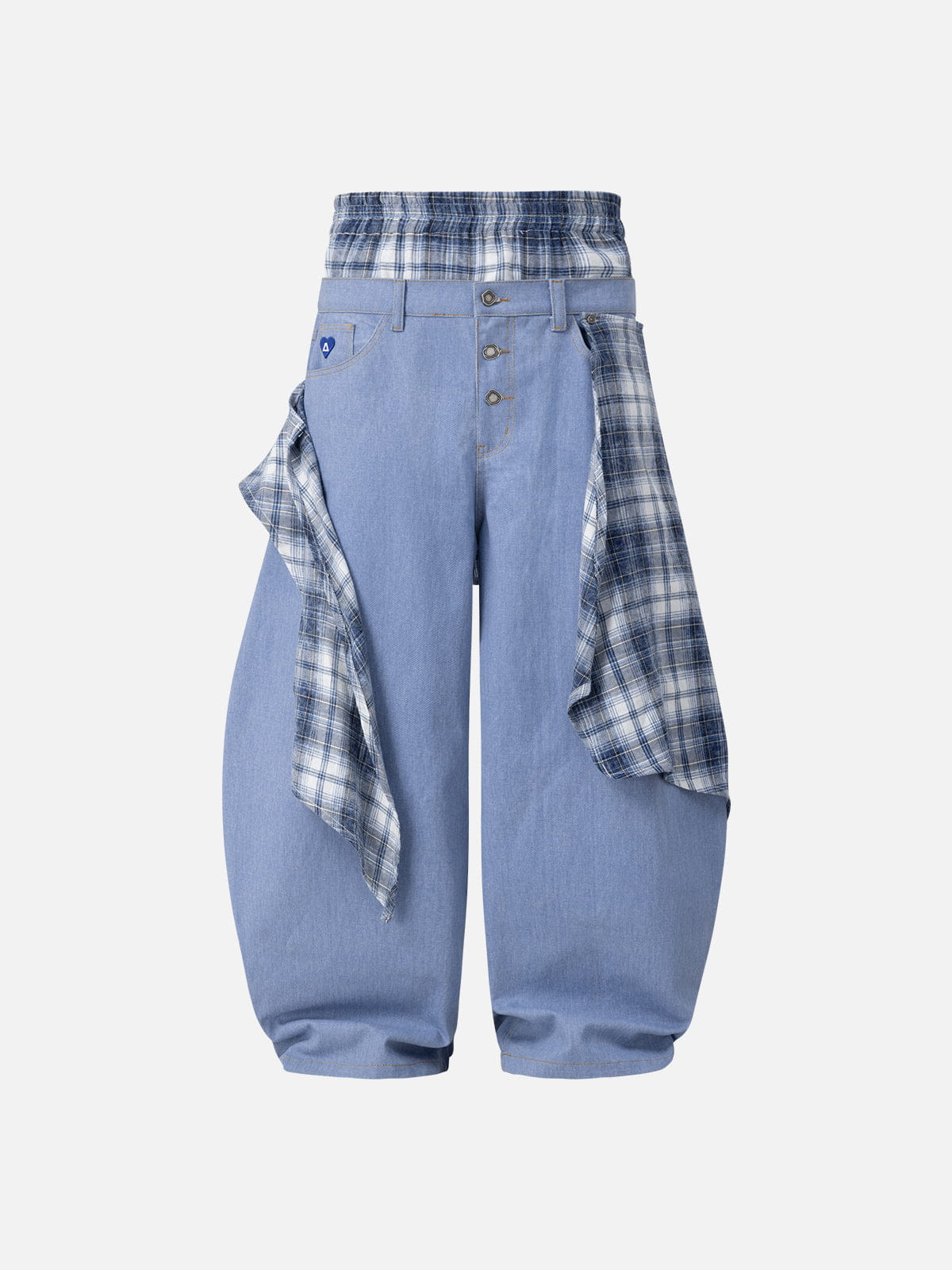 Jeans holgados de corte recto con estampado a cuadros de doble cintura Aelfric Eden