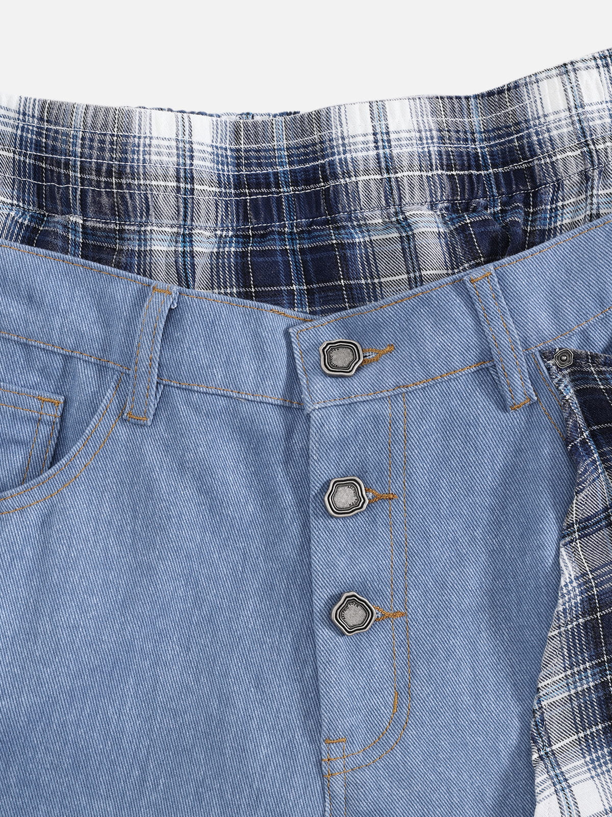 Jeans holgados de corte recto con estampado a cuadros de doble cintura Aelfric Eden