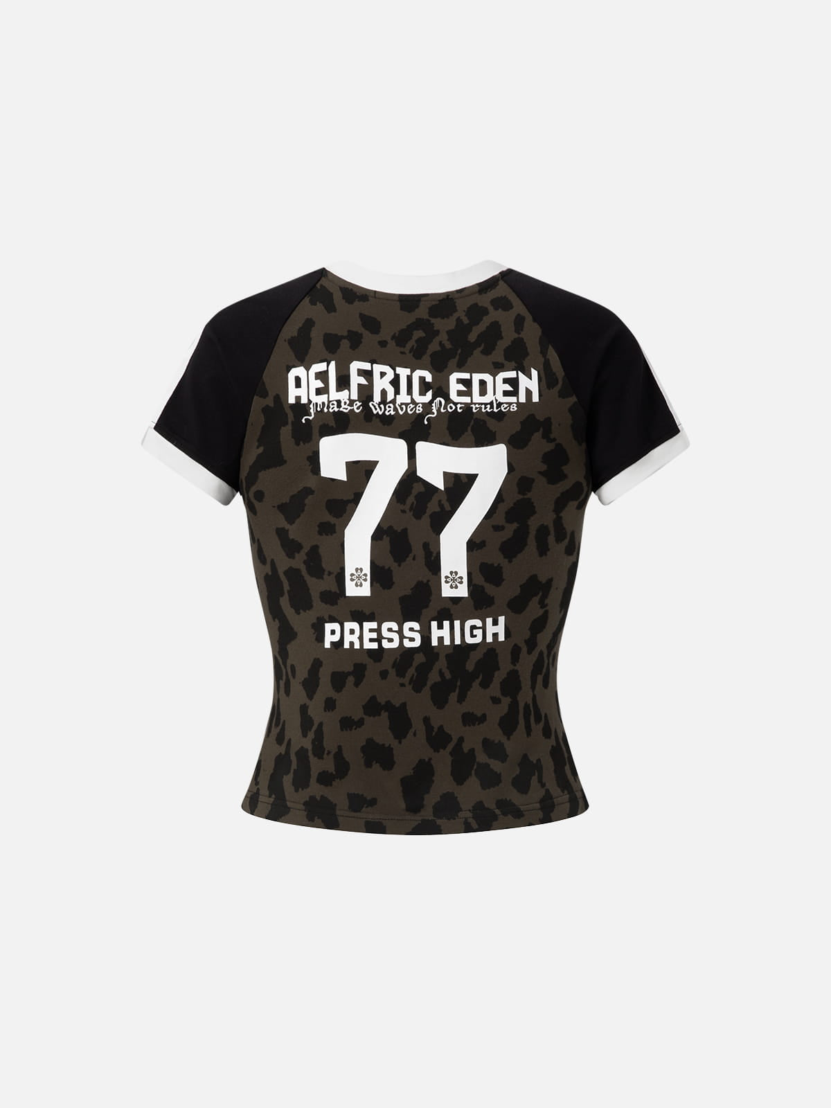 anna.outdoor Leopard V-Neck Baby Tee