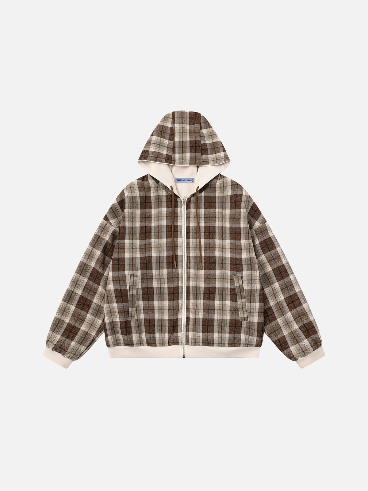 Sweat à capuche zippé réversible à carreaux Aelfric Eden Boxy