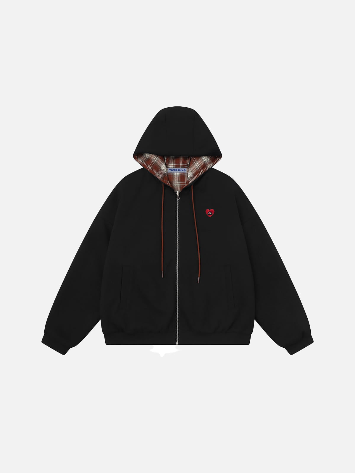 Sweat à capuche zippé réversible à carreaux Aelfric Eden Boxy