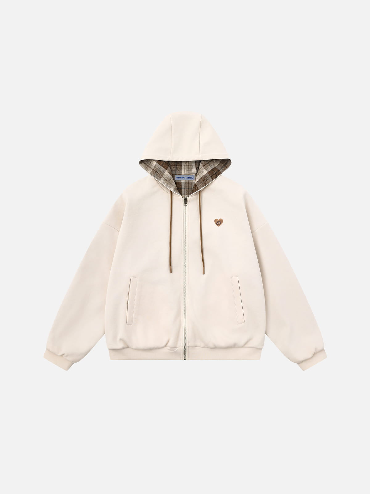 Sweat à capuche zippé réversible à carreaux Aelfric Eden Boxy