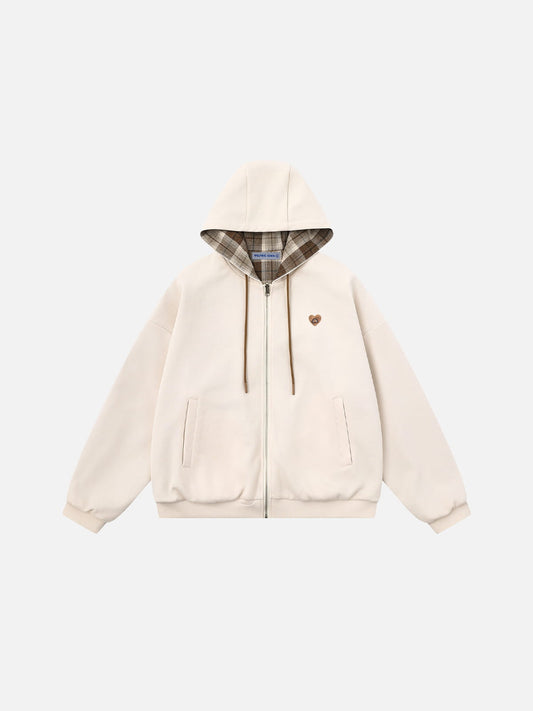 Sweat à capuche zippé réversible à carreaux Aelfric Eden Boxy