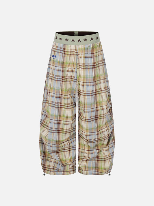 Aelfric Eden Star Waist Plaid Baggy Barrel Pants