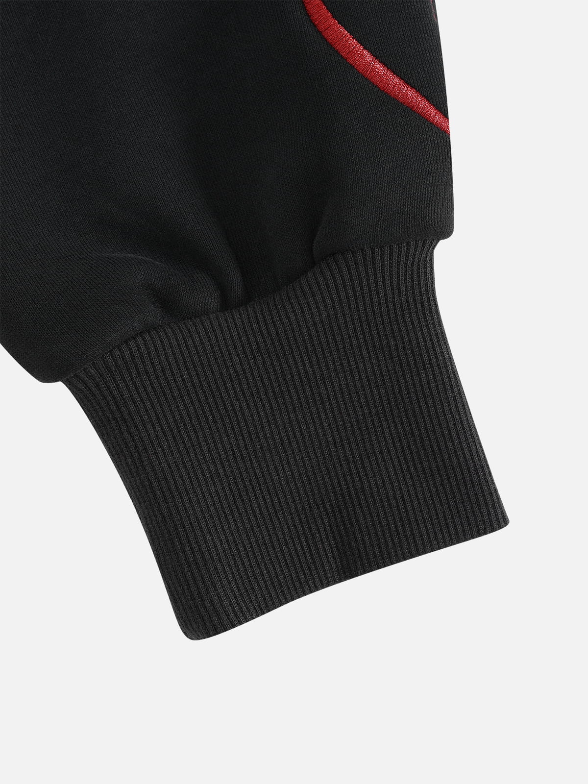 Cropped Script Embroidery Zip Up Hoodie