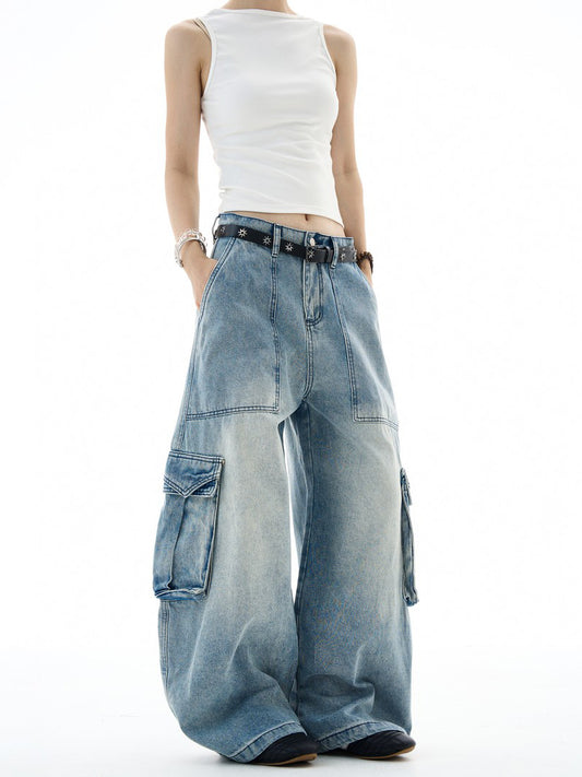 Ace Jolun Washed Multi‑Pocket Cargo Jeans