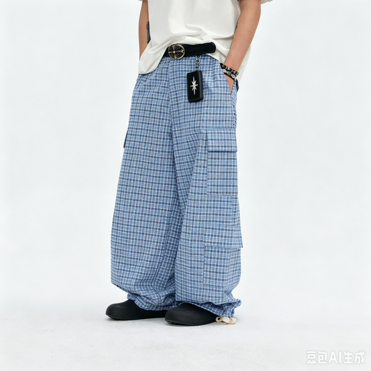 Ace Jolun Plaid Multi‑Pocket Cargo Pants