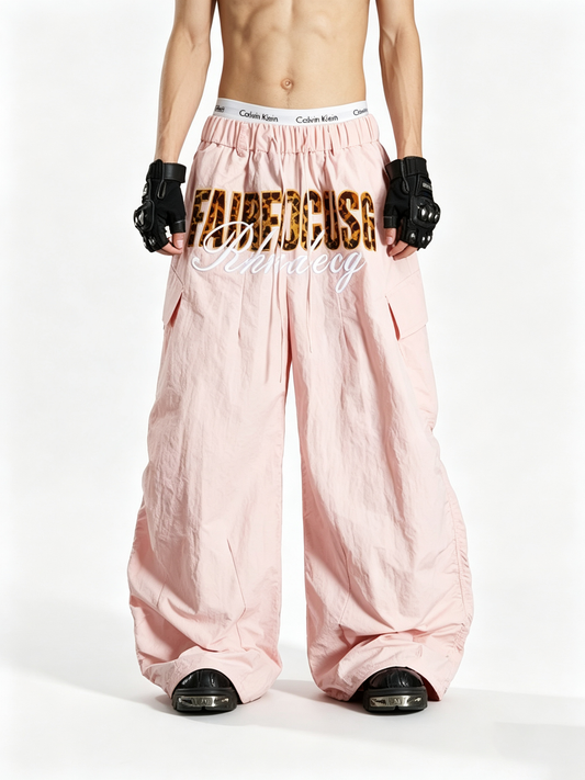 Ace Jolun Hip‑Hop Fashion Streetwear Leopard‑Print Embroidered Multi‑Pocket Cargo Pants