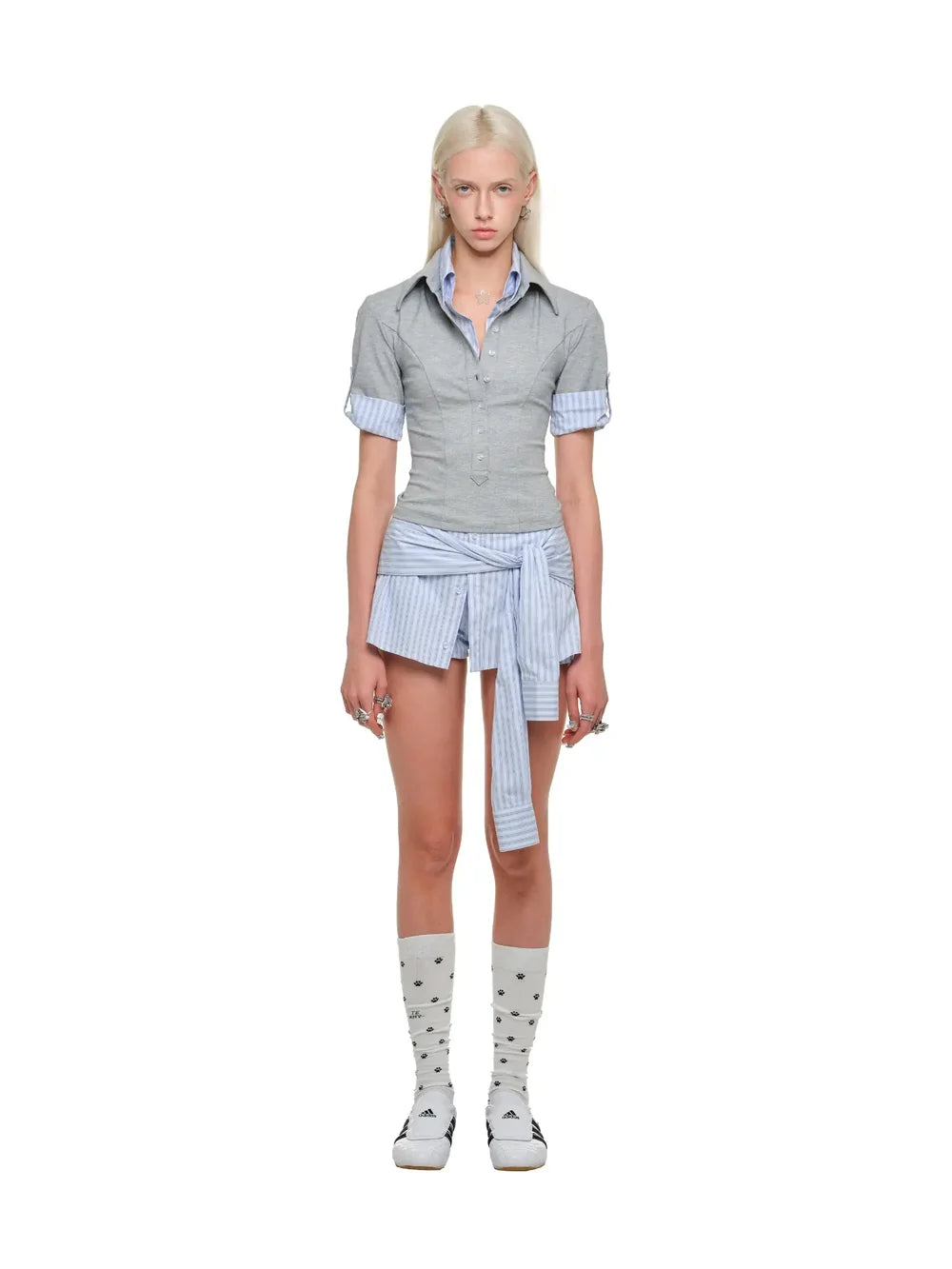 Acubi Style Layered Polo Top