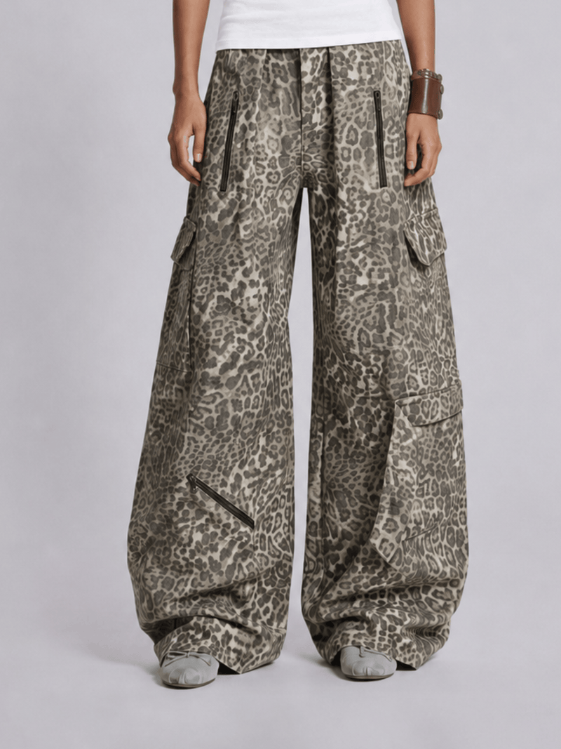 Leopard Baggy  Barrel Jeans