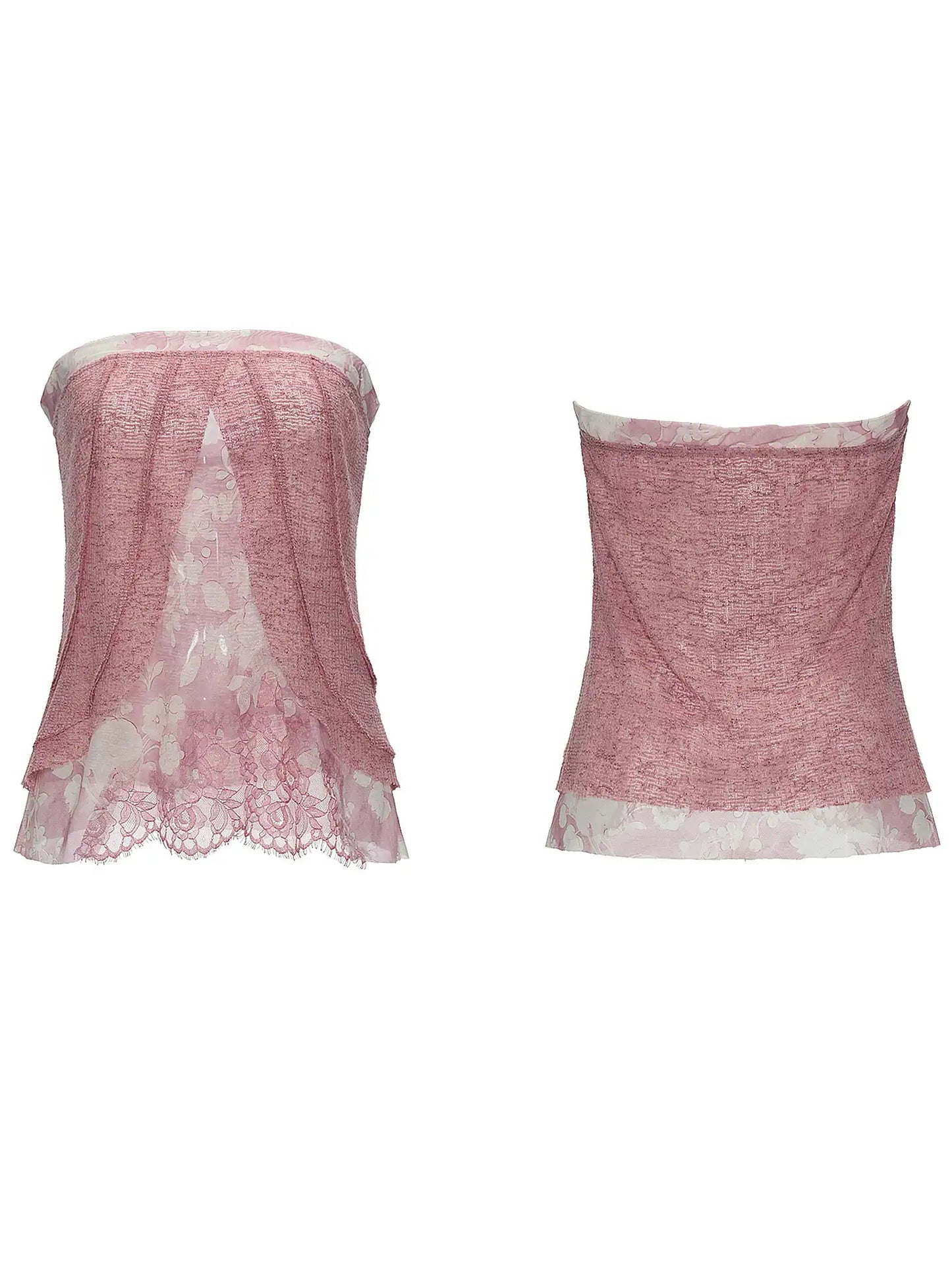Dusty Rose Layered Gauze Bandeau Top
