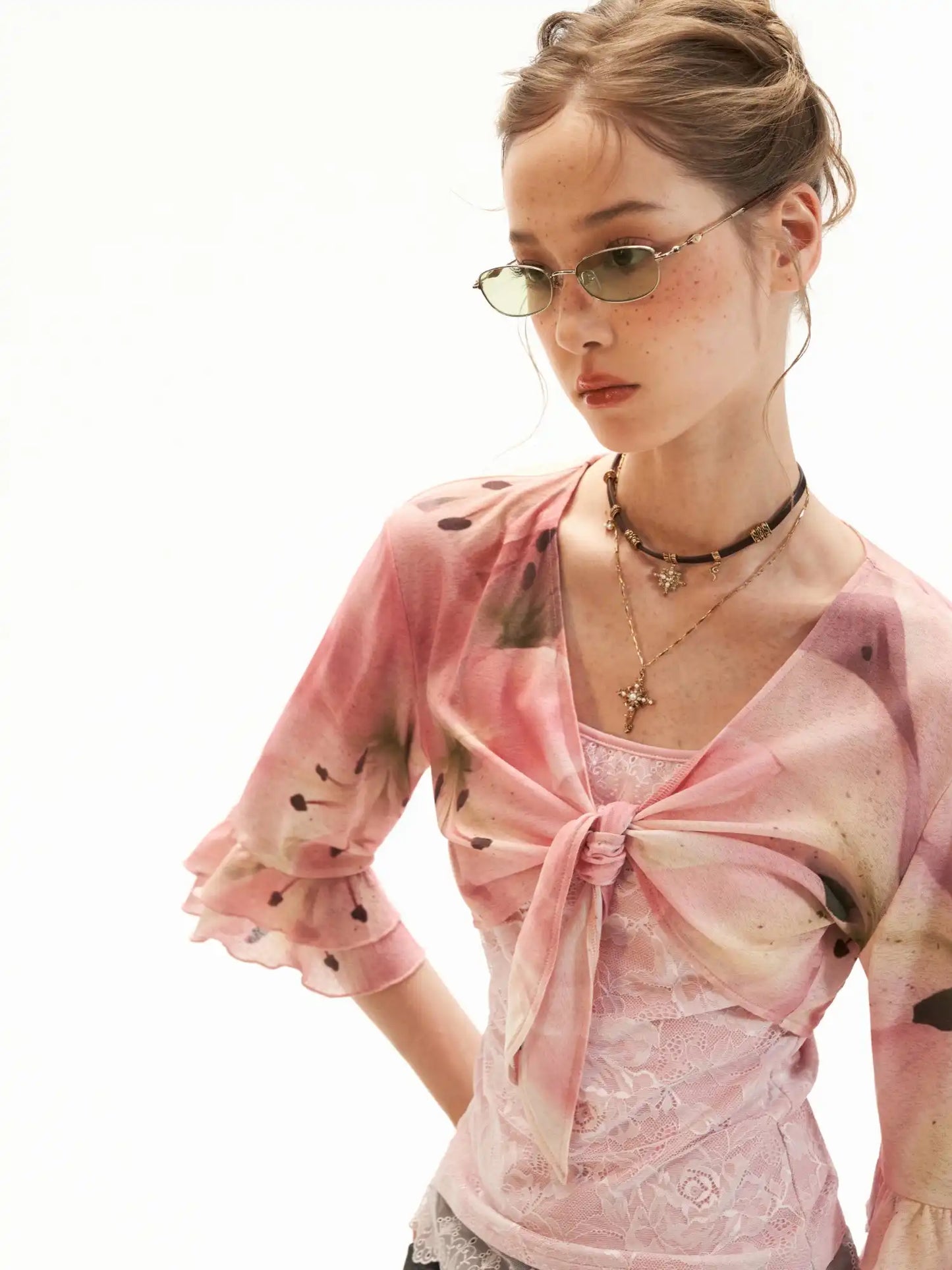 Watercolor Lily Wrap Crop Top